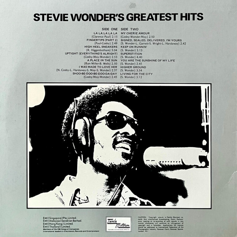 STEVIE WONDER 『STEVIE WONDER'S GREATEST HITS』 LP ジャケット裏面